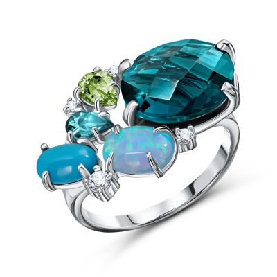 Лот: 23802793. Фото: 1. Серебряное кольцо с фианитами. Кольца, перстни