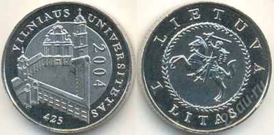 Лот: 2792470. Фото: 1. 1 лит 2004 вильнюсский университет. Страны СНГ и Балтии