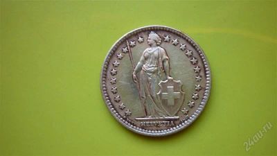 Лот: 1728553. Фото: 1. 2 франка 1964 г.Швейцария ,серебро... Европа