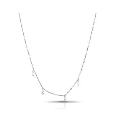 Лот: 23789987. Фото: 1. Серебряное колье LOVE с фианитом. Цепочки