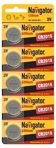 Лот: 17205342. Фото: 1. Батарейка Navigator 94763 CR2016... Батарейки, аккумуляторы, элементы питания