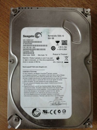 Лот: 18395718. Фото: 1. HDD Seagate Barracuda 500 ГБ ST3500418AS. Жёсткие диски (HDD)