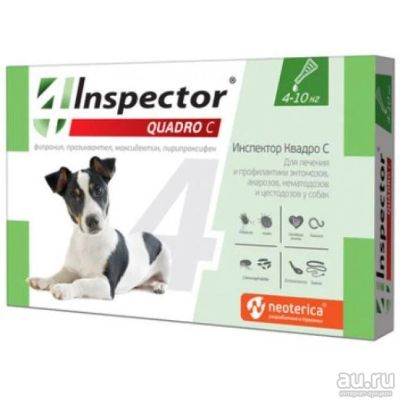 Лот: 16653898. Фото: 1. Инспектор Inspector Quadro Капли... Лекарства для животных, ветеринарные препараты