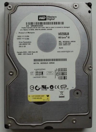 Лот: 9799594. Фото: 1. Western Digital Caviar SE WD2500JB. Жёсткие диски (HDD)