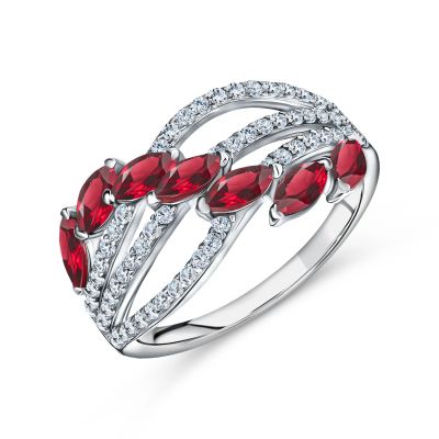 Лот: 23851813. Фото: 1. Серебряное кольцо с ситаллами... Кольца, перстни