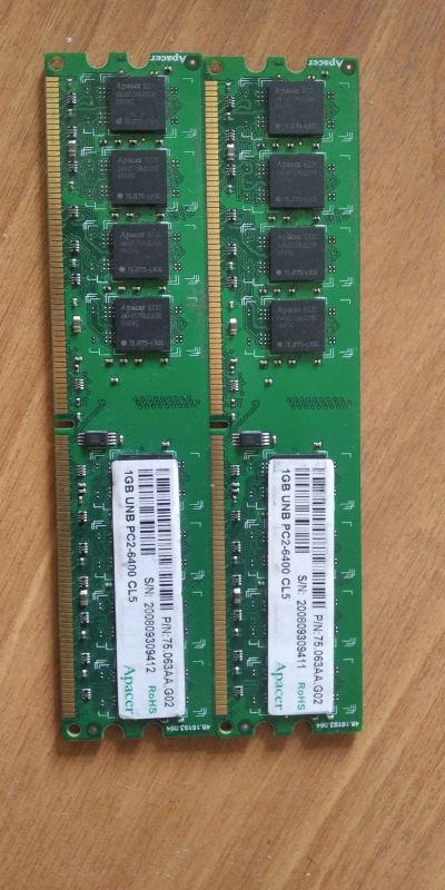 Лот: 17781860. Фото: 1. DDR2 (800) 1Gb 2шт. Оперативная память
