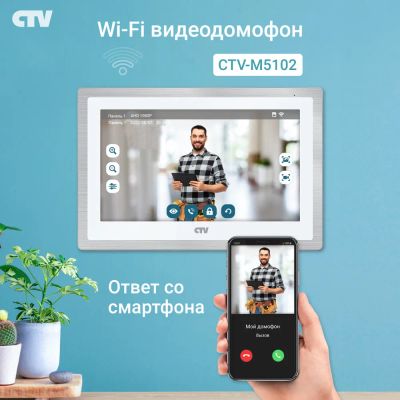 Лот: 21581492. Фото: 1. CTV-M5102 белый Монитор видеодомофона... Домофонные системы