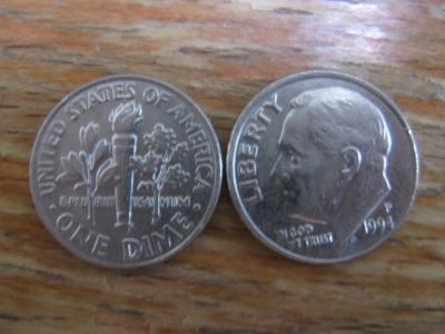 Лот: 21072504. Фото: 1. США 10 центов 1994 года. Америка