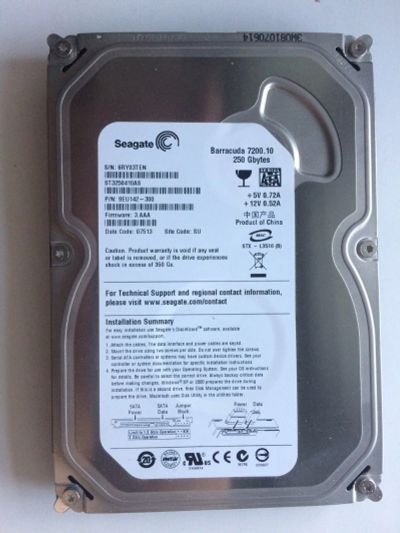 Лот: 5751194. Фото: 1. HDD 250Gb Seagate Barracuda ST3250410AS... Жёсткие диски (HDD)