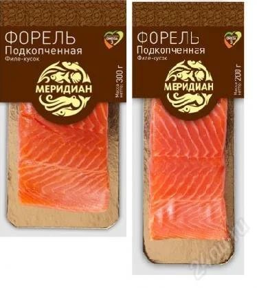 Лот: 2202727. Фото: 1. Форель филе соленая в вакуумной... Икра, рыба, морепродукты