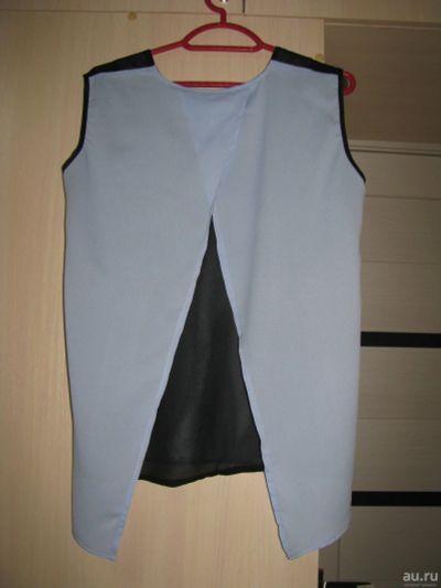 Лот: 18476918. Фото: 1. Блузка голубая с черным. Размер... Блузы, рубашки