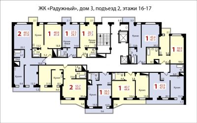 Лот: 10652344. Фото: 1. 1-комн. 44,4 кв.м. в ЖК "Радужный... Квартиры, студии