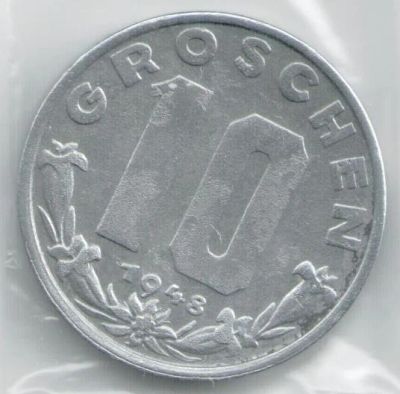 Лот: 11344280. Фото: 1. Австрия 10 грошей 1948 год (к3-7... Германия и Австрия