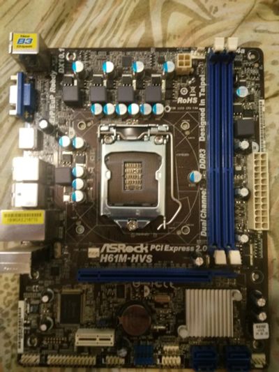 Лот: 12531697. Фото: 1. Материнская плата asrock h61m-hvs... Материнские платы