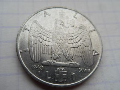 Лот: 8450142. Фото: 1. Италия 1 лира 1940 магнетик. Европа