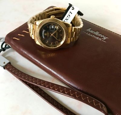 Лот: 16068577. Фото: 1. Часы мужские LGXlGE + портмоне... Оригинальные наручные часы