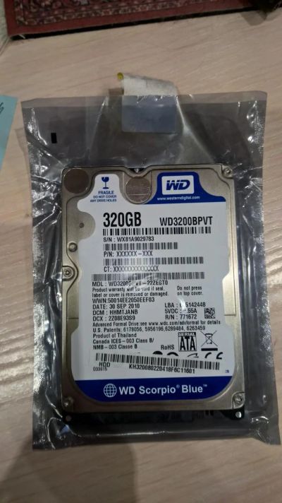 Лот: 7529546. Фото: 1. WD Scorpio Blue/320GB/WD3200BPVT. Жёсткие диски (HDD)