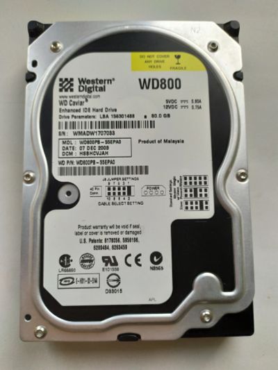 Лот: 14345044. Фото: 1. Жесткий диск IDE WD800 80 Гб 7200... Жёсткие диски (HDD)