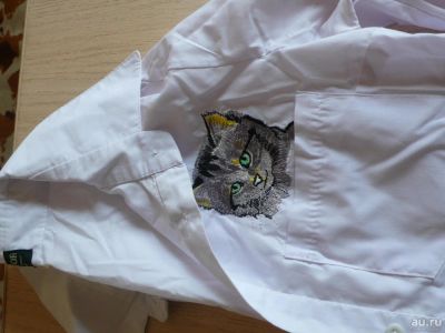 Лот: 3856759. Фото: 1. рубашка белая котенок дев. рост... Рубашки, блузки, водолазки