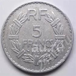 Лот: 18849215. Фото: 1. Франция. 5 франк 1949г. Большая... Европа