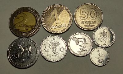 Лот: 11905376. Фото: 1. Набор монет Грузии 1, 2 лари... Европа