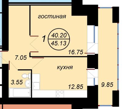 Лот: 4505712. Фото: 1. 1- комнатная улСемафорная, 411. Квартиры, студии