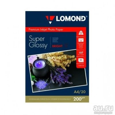 Лот: 15269258. Фото: 1. Бумага Lomond суперглянцевая A4... Фотобумага, плёнка