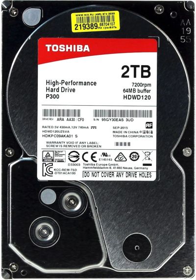 Лот: 14928875. Фото: 1. Жесткий диск Toshiba P300 2Тб... Жёсткие диски (HDD)