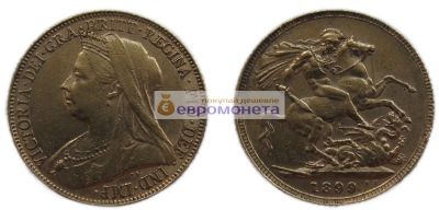 Лот: 19267678. Фото: 1. Великобритания 1 фунт (соверен... Великобритания и острова