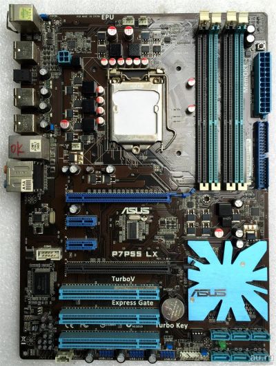 Лот: 14812787. Фото: 1. Asus P7P55 LX LGA1156 +задняя... Материнские платы