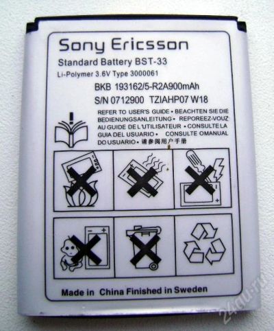 Лот: 18099. Фото: 1. Аккумулятор Sony Ericsson BST-33... Красноярск