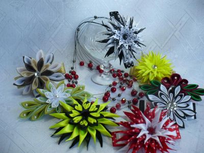 Лот: 3682396. Фото: 1. Заколка-автомат.Ручная работа. Цветы из ткани