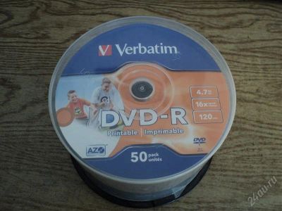 Лот: 2630431. Фото: 1. Verbatim DVD-R 50шт. Printable. CD, DVD, BluRay