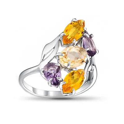 Лот: 23849213. Фото: 1. Серебряное кольцо с аметистом... Кольца, перстни