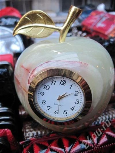 Лот: 287342. Фото: 1. Яблоко-часы из оникса (большое... Другое (сувениры, подарки)