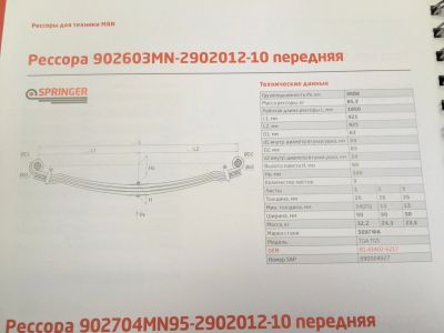 Лот: 12670998. Фото: 1. Передняя рессора MAN 3-х листовая... Ходовая, подвеска, рулевое управление