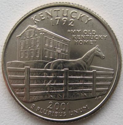 Лот: 6729968. Фото: 1. США 25 центов 2001. Кентукки... Америка