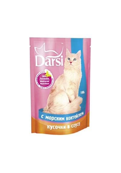 Лот: 5110262. Фото: 1. Паучи Darsi для кошек, с морским... Корма