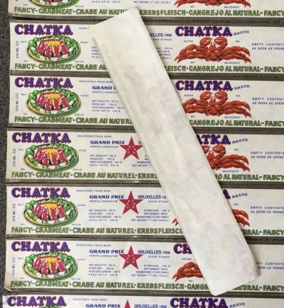 Лот: 22156883. Фото: 1. Этикетка Краб Морепродукты Chatka... Бутылки, пробки, этикетки