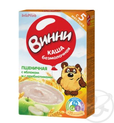 Лот: 6079683. Фото: 1. Каша "Винни" б/м Пшеничная с яблоком. Детское питание