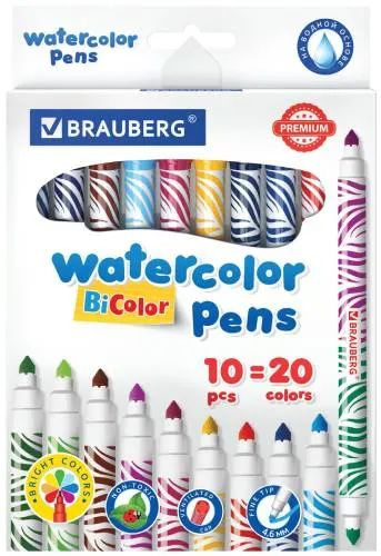 Лот: 24491022. Фото: 1. Фломастеры Brauberg Premium Bi-Color... Ручки, карандаши, маркеры