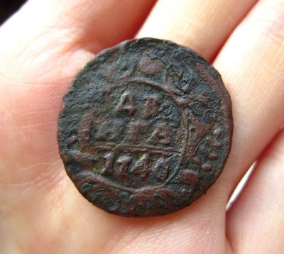 Лот: 15818325. Фото: 1. Денга 1740 года Оригинал. Россия до 1917 года