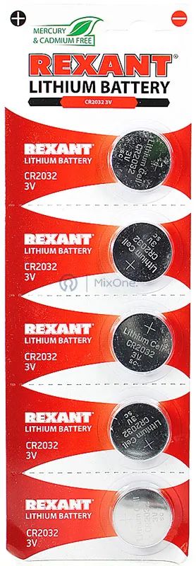 Лот: 24002575. Фото: 1. Rexant CR2032 литиевая батарейка... Батарейки, аккумуляторы, элементы питания