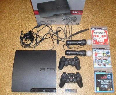 Лот: 1703198. Фото: 1. 1 Sony PS3 2 контроллера движения... Игровые приставки, консоли