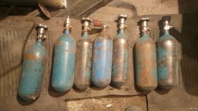 Лот: 13643898. Фото: 1. Кислородные баллоны 7шт. Оборудование для газосварки, резки