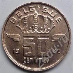 Лот: 361013. Фото: 1. Бельгия. 50 сантим 1980г. Европа