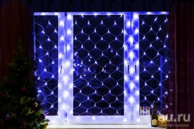 Лот: 18226498. Фото: 1. Гирлянда - сетка 240 LED синяя... Гирлянды, шарики, новогодние аксессуары