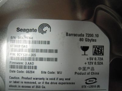 Лот: 9125230. Фото: 1. HDD Sata для компьютера 3.5" 80gb... Жёсткие диски (HDD)