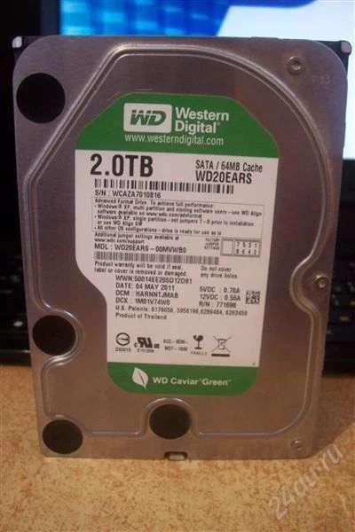 Лот: 1586185. Фото: 1. винчестер western digital 2 террабайта... Жёсткие диски (HDD)