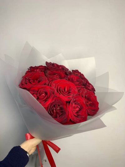 Лот: 25111691. Фото: 1. 7. Букет из 15 красных роз торги... Свежие цветы